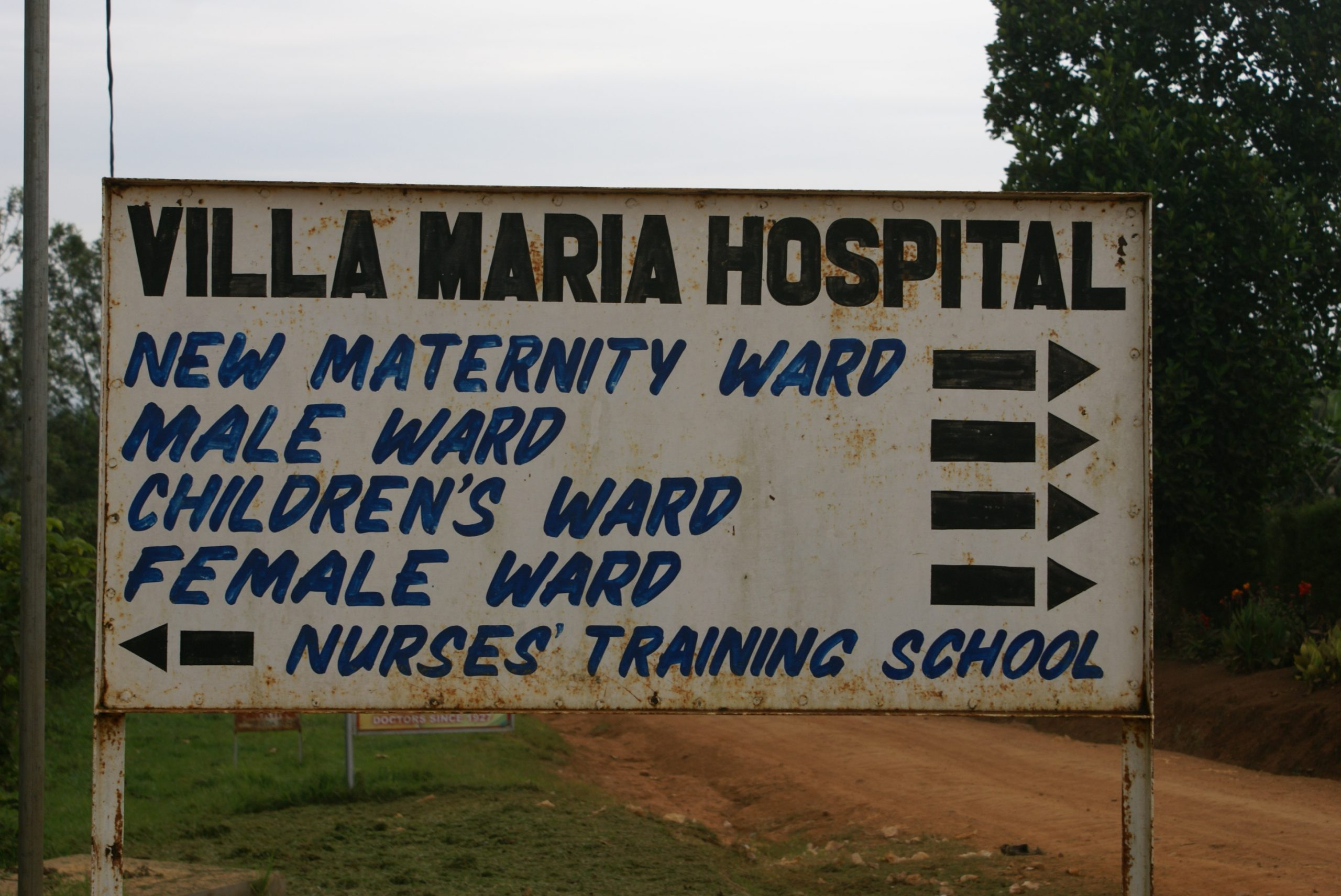 Bord Villa Maria ziekenhuis Oeganda