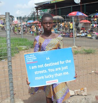 Asana, a child right champion participate in street campaig as part of celebration of International Day for Street Children 2023
