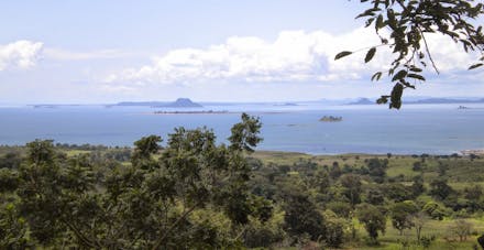 Het uitzicht vanaf de Emo lodge.