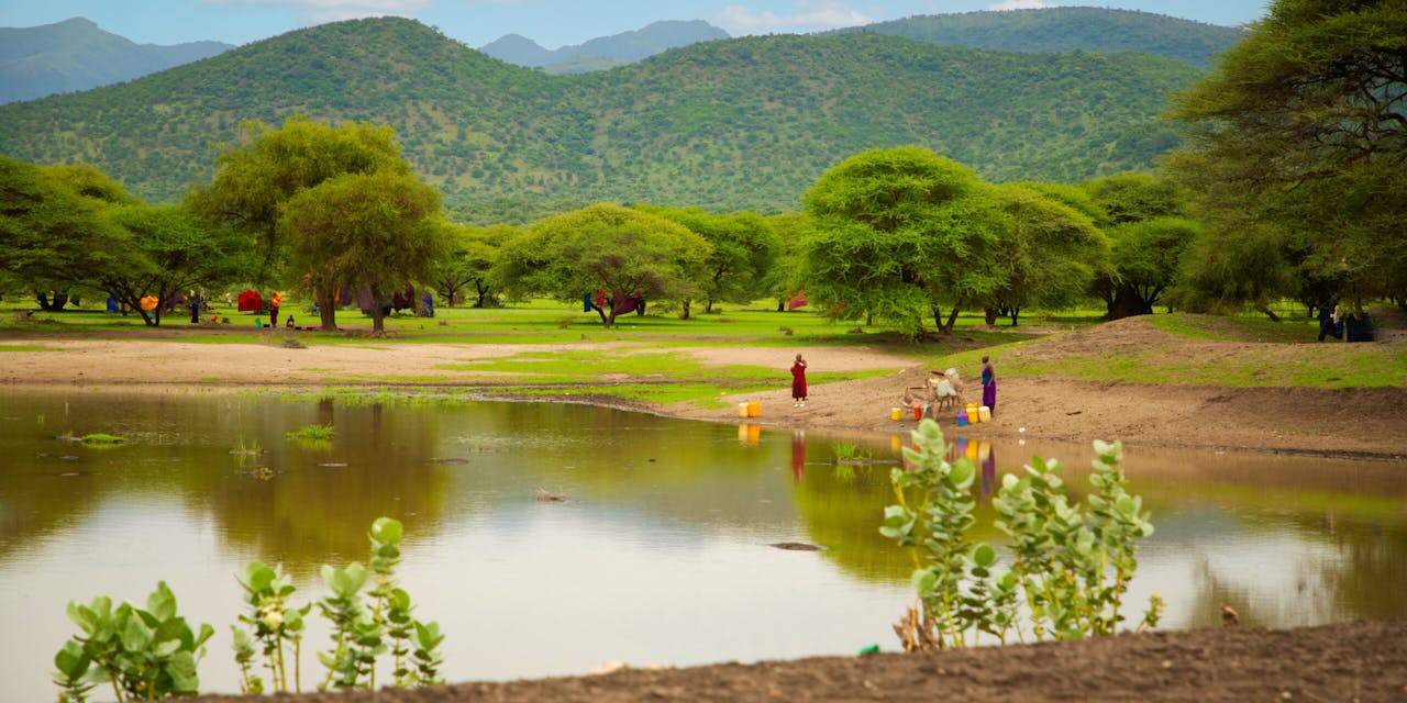 Een meer in Tanzania.