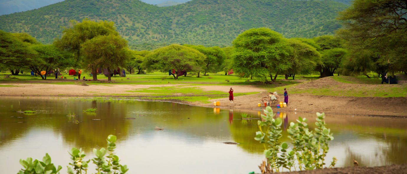 Een meer in Tanzania.