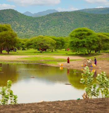 Een meer in Tanzania.