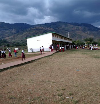 Campus with students in Mozambique